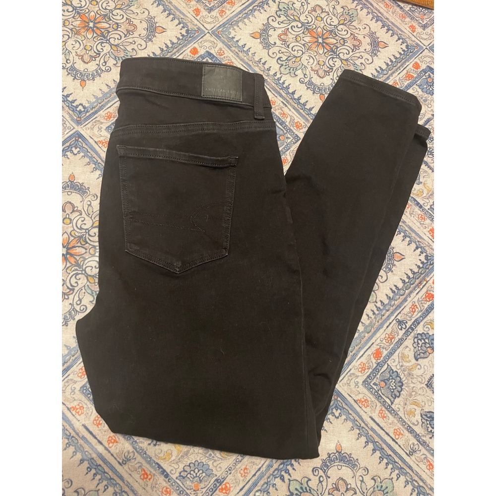 American Eagle Black Skinny Jeans Womens 10 Regular High Waisted Stretch Denim